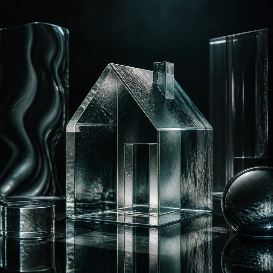 Glass sculpture artwork for Glass House